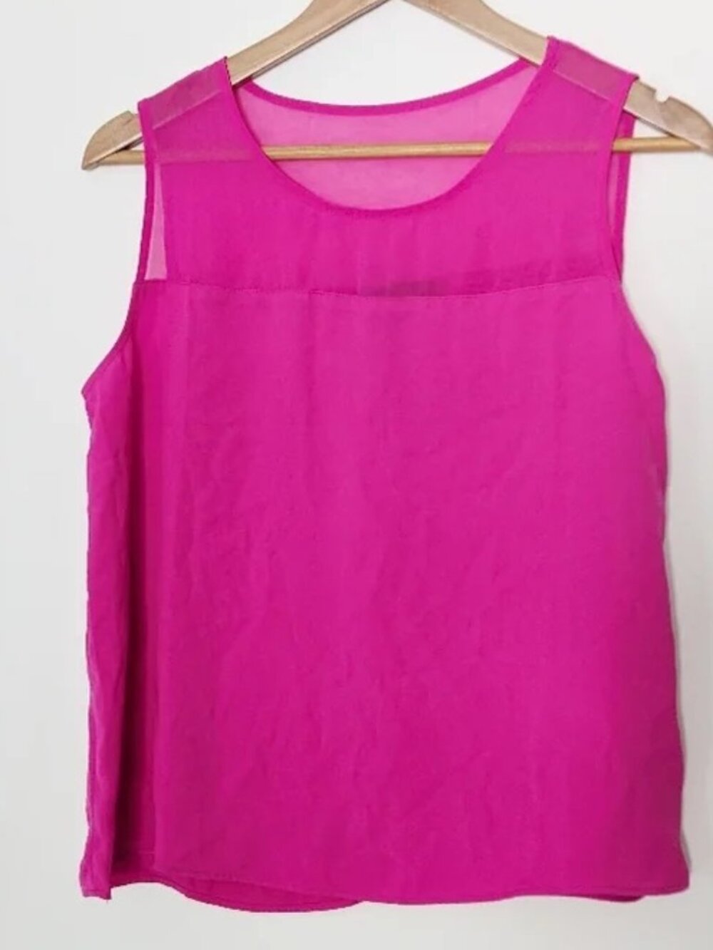 RACHEL Rachel Roy Electric Pink Sheer Yoke Sleeveless Blouse M NWT
